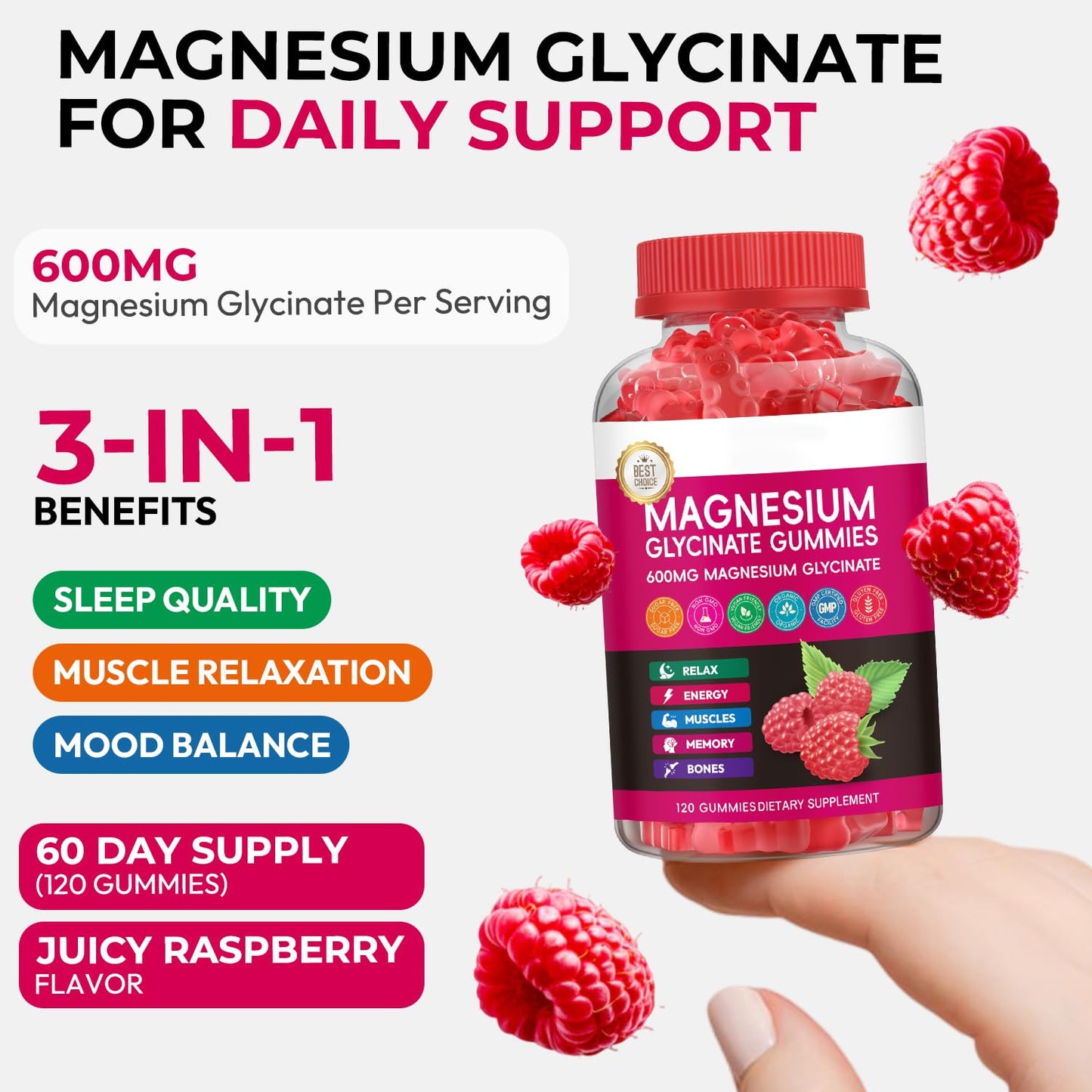 Xytora Magnesium Glycinate Gummies 600mg, 240 Count