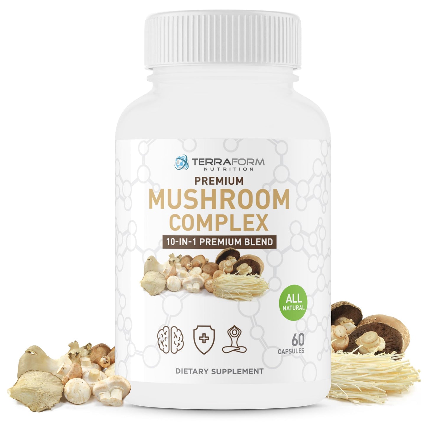 TerraForm Nutrition Premium Mushroom Complex Capsules, 1 Count