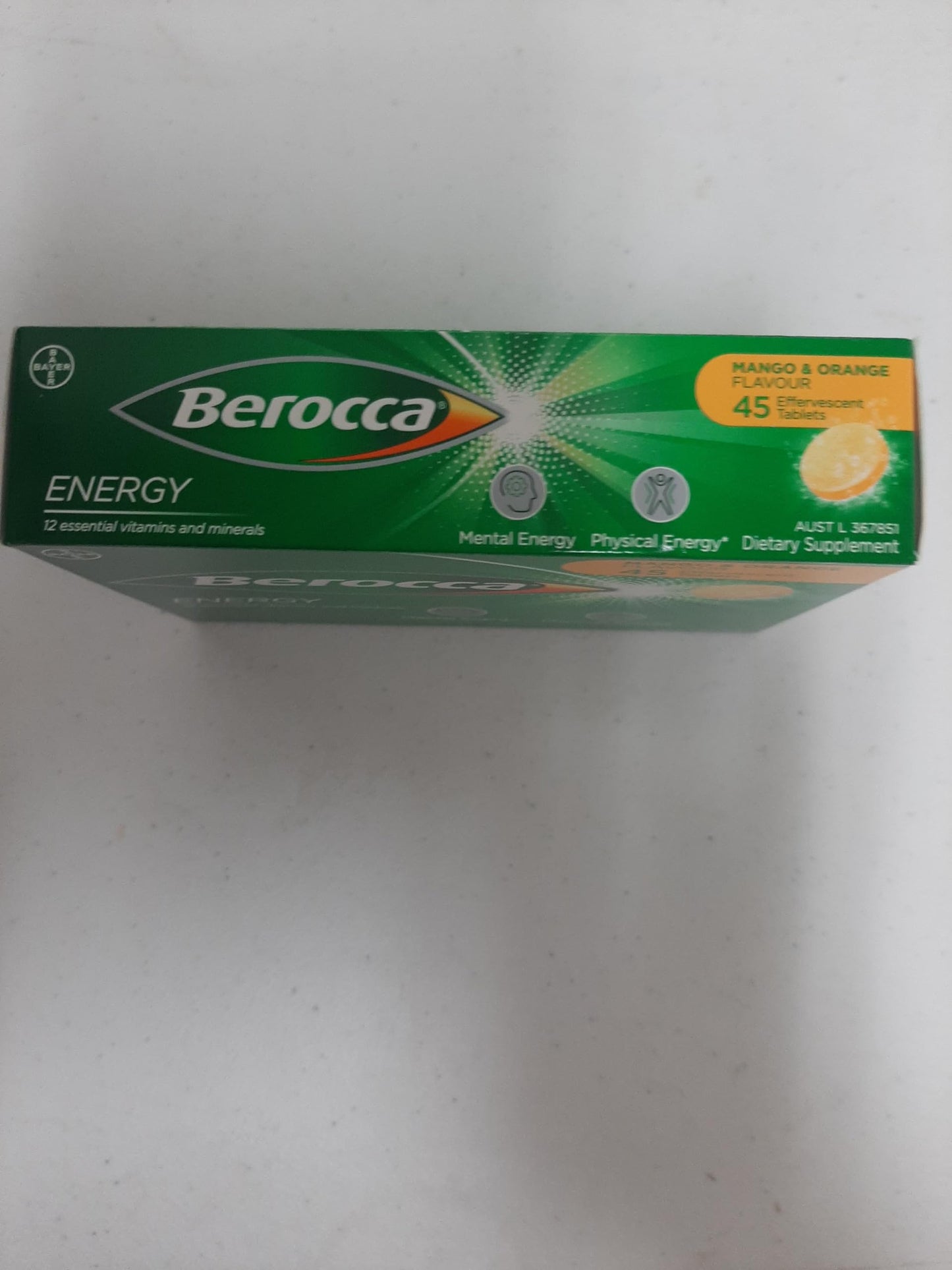 Berocca Energy Vitamin B & C Mango & Orange Flavour Effervescent Tablets 45 Count