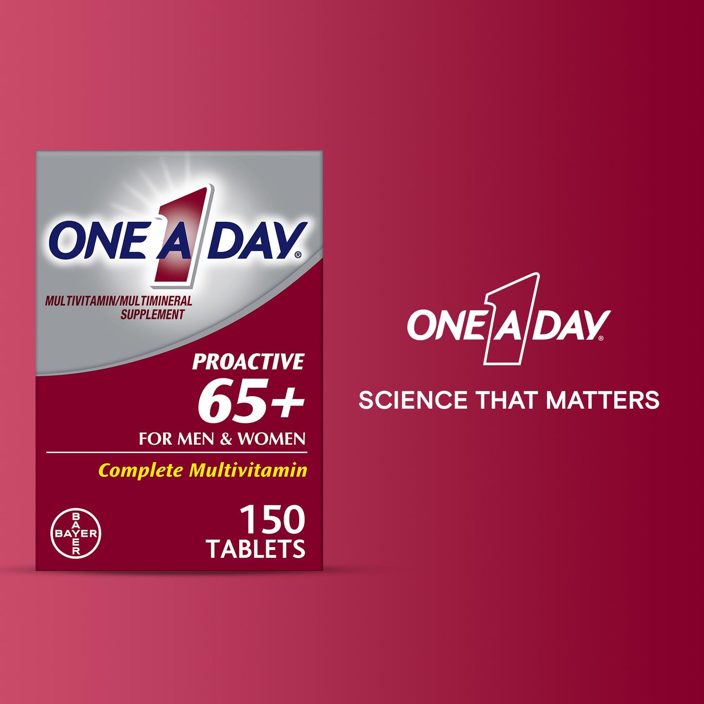 ONE A DAY Proactive 65+ Men's & Women's Multivitamin Tablets, 150 Count
