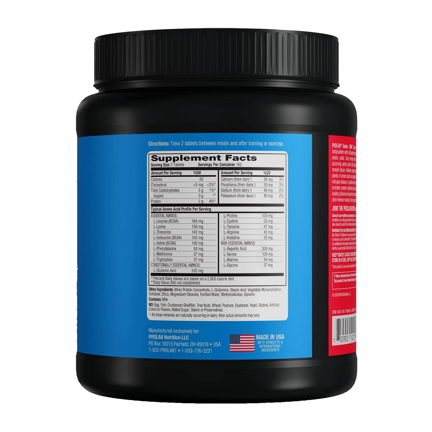 ProLab Amino 2000 Essential Amino Acids Supplement, Tablet, 325 Tablets