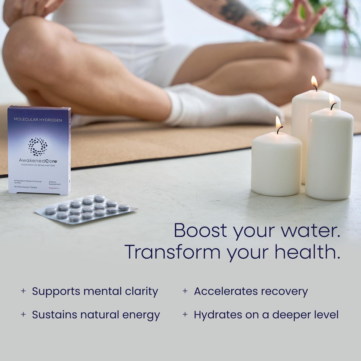 AwakenedCore Hydrogen Water Tablets with Magnesium - Molecular H2, 12 PPM - 30 Tablets