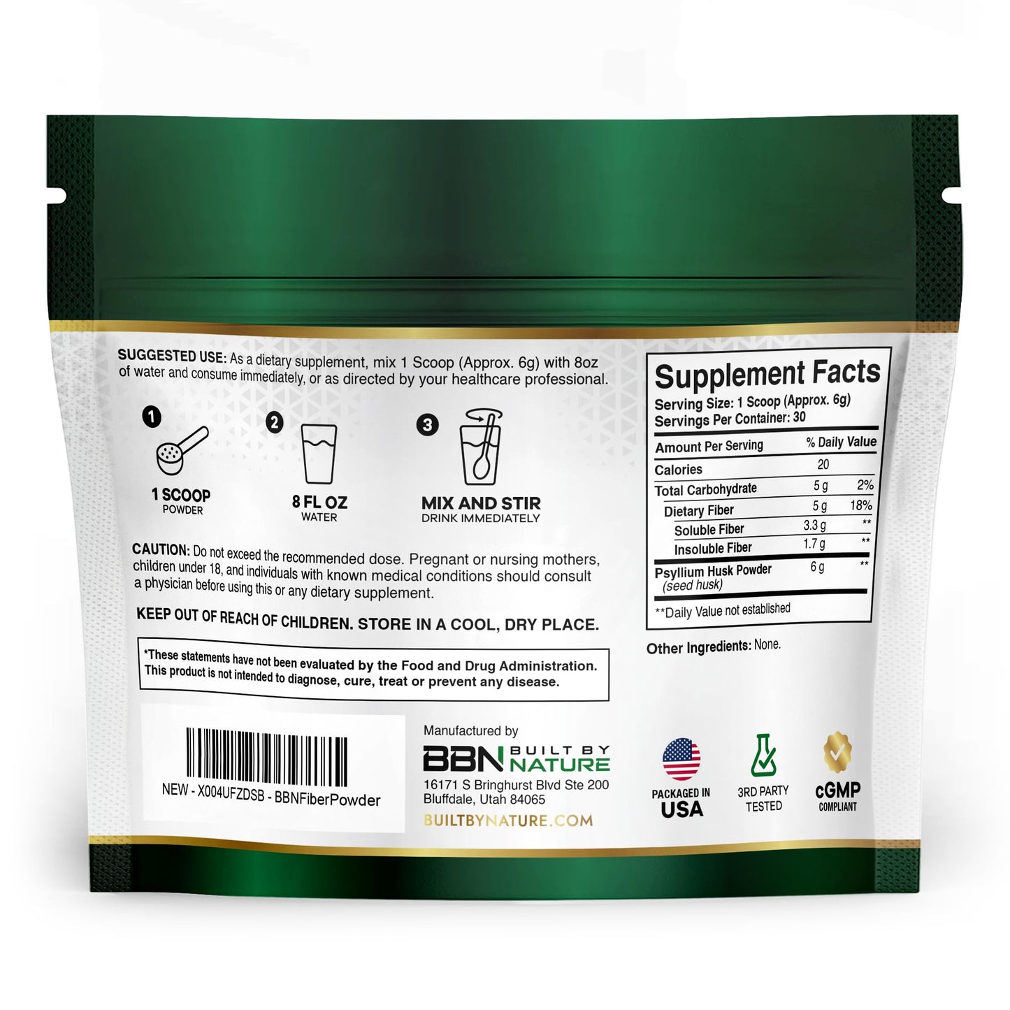 Built by Nature Psyllium Husk Fiber Powder 6.35 oz