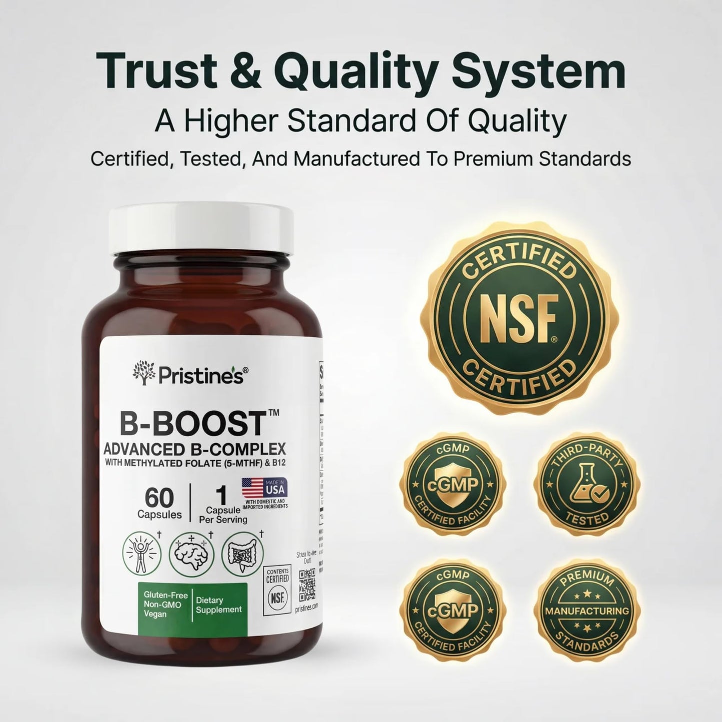 PRISTINE'S B-Boost Advanced Vitamin B Complex Capsules 60 Capsules