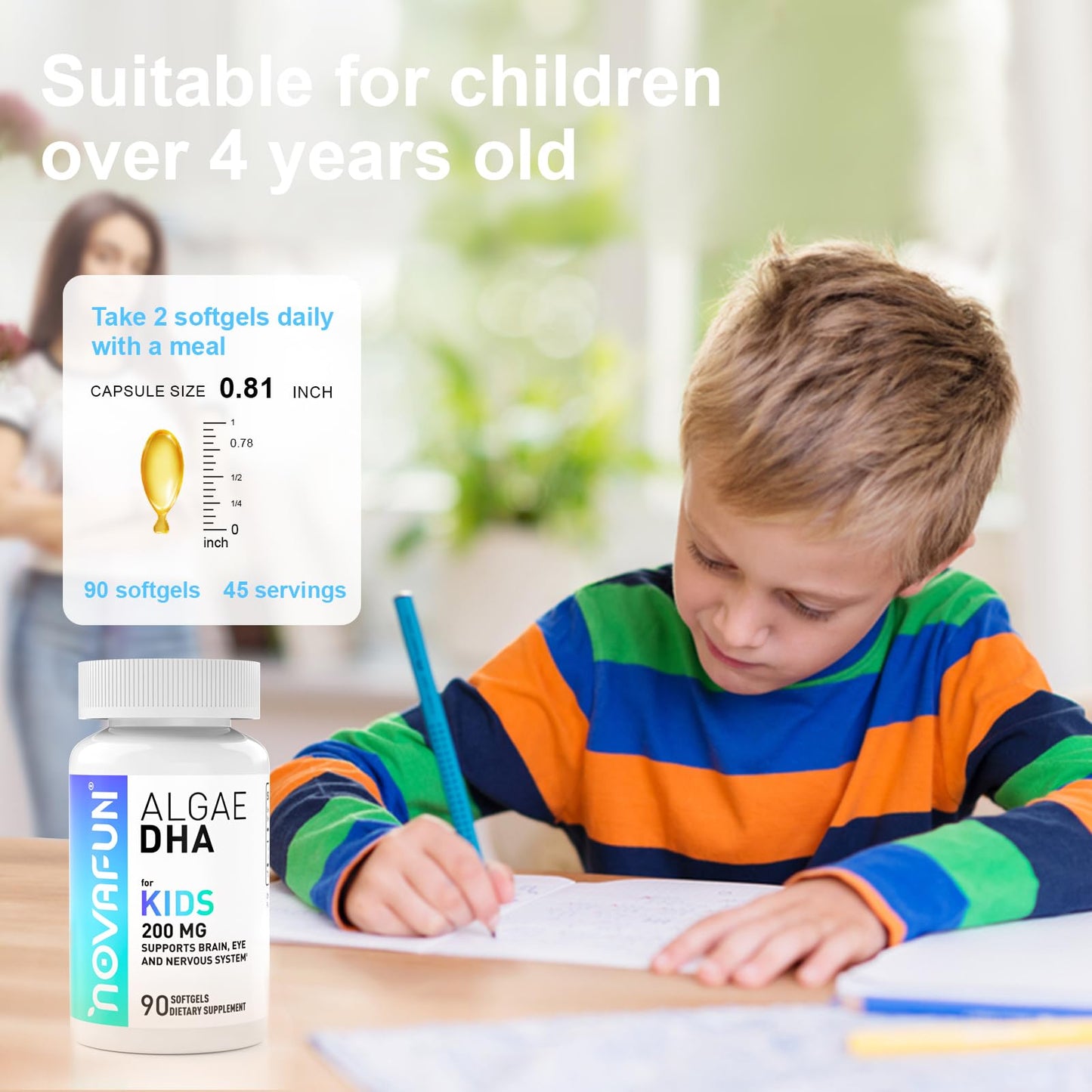 Novafun Algal Sourced Omega-3 & DHA Softgels 90 ct, 200 mg, Non-GMO