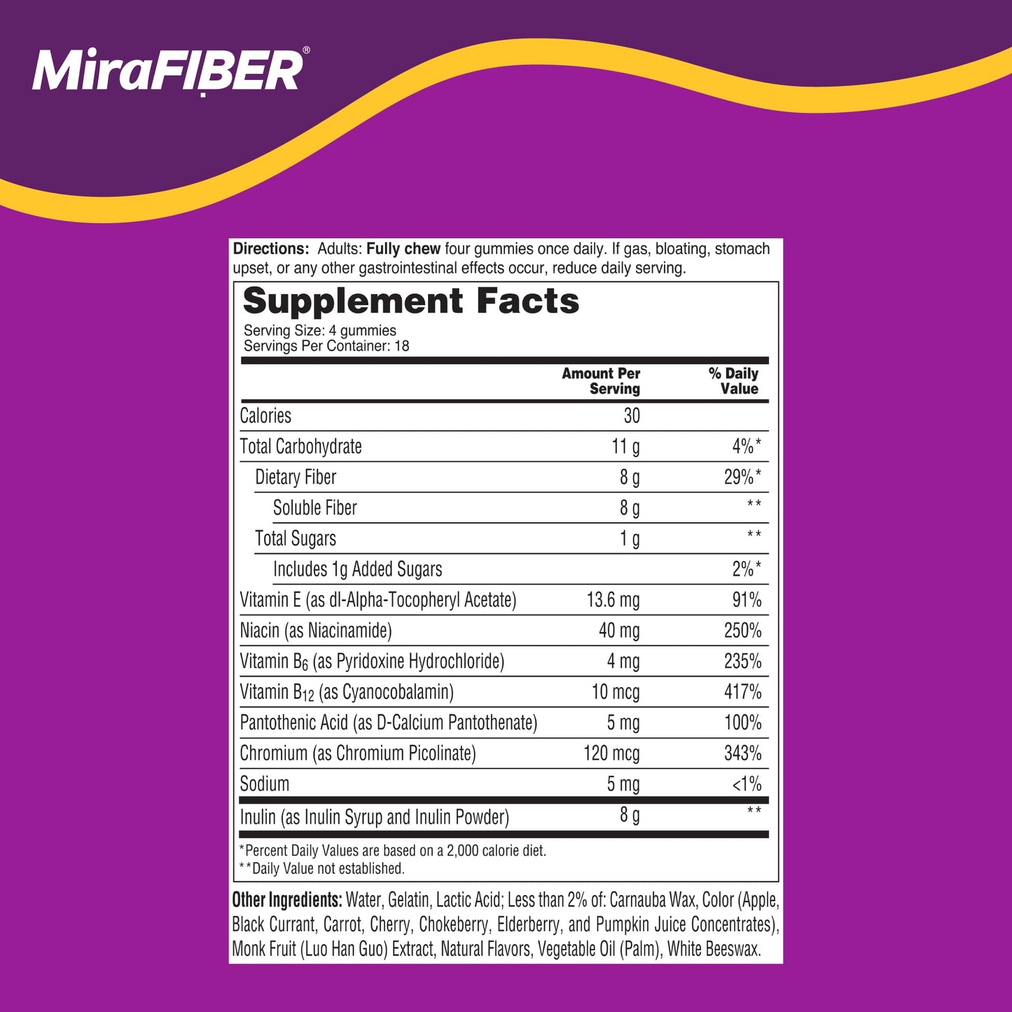 MiraLAX MiraFIBER Gummies, 72 Count