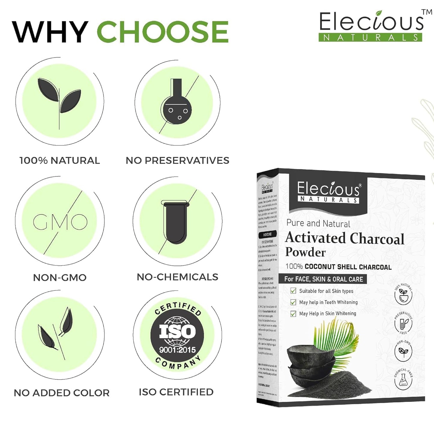 Elecious Activated Charcoal Powder 7.05 oz