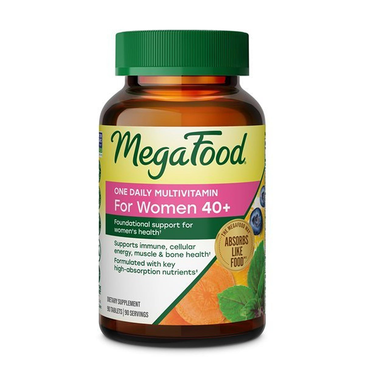 MegaFood One Daily Multivitamin for Women 40+ with 22 Nutrients, 90 Tablets