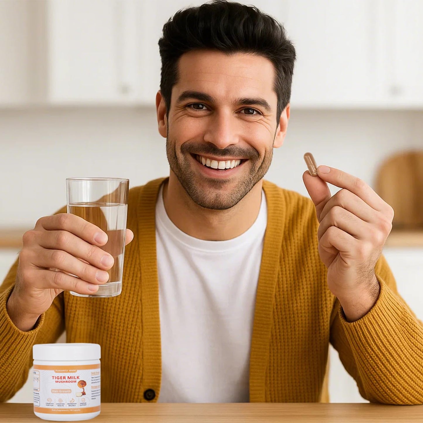 Pleasantly Warm Tiger Milk Mushroom Supplement 300mg with 50% Beta-Glucan for Immune Support, Lung & Respiratory Health, Focus, Hair Growth, Skin & Digestive Balance, 100 Capsules