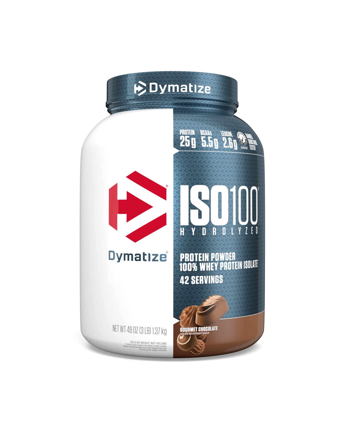 Dymatize ISO100 Hydrolyzed 100% Whey Protein Isolate Powder, Gourmet Chocolate, 3 lb, 48 Servings