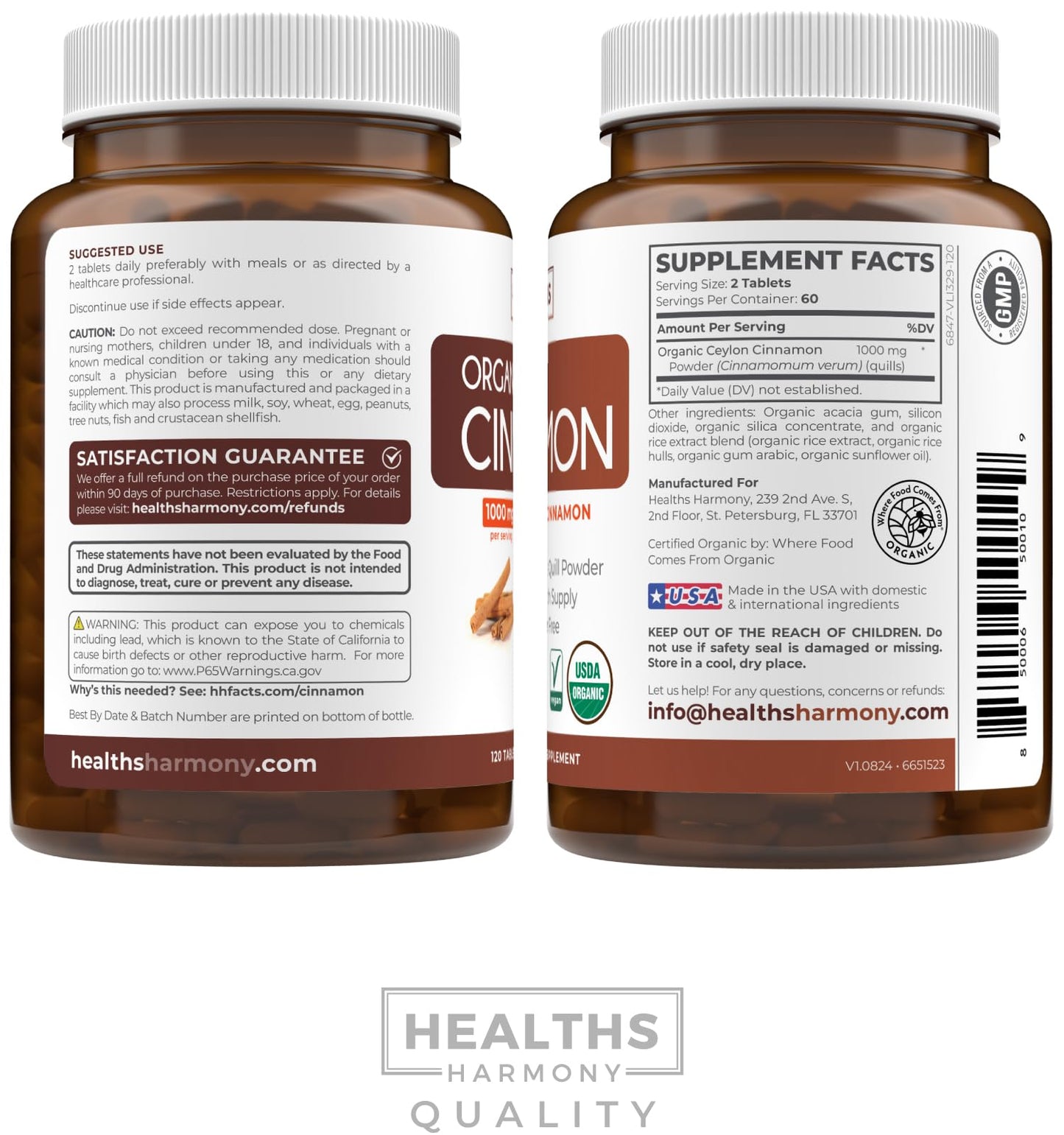 Healths Harmony Ceylon Cinnamon Supplement Tablets 1000mg, 120 Tablets