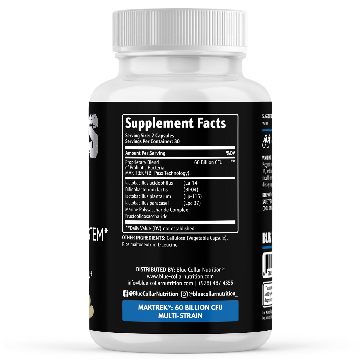 Blue Collar Nutrition Biotics - 40 Billion CFU Probiotics, 60 Capsules