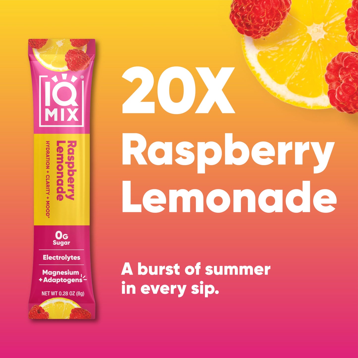 IQBAR IQMIX Hydration Electrolytes Raspberry Lemonade Capsule 20 Count