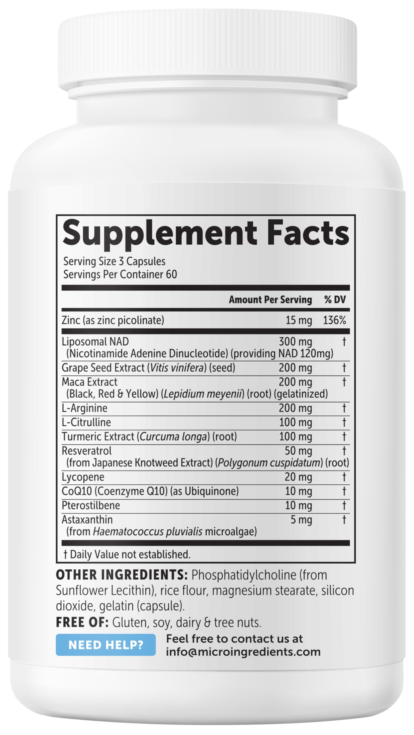 Micro Ingredients Liposomal NAD+ for Men 180 Capsules