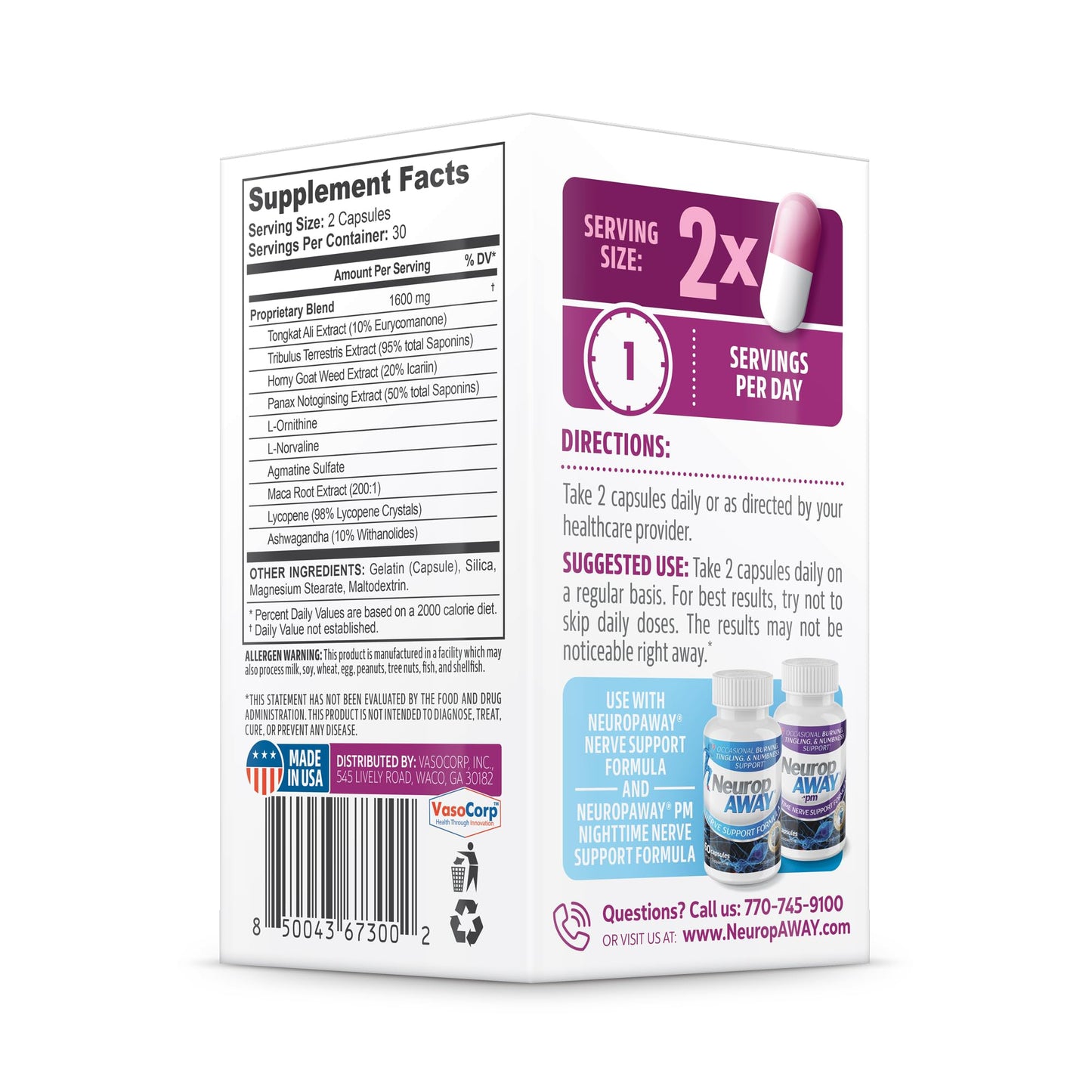NeuropAWAY Blood Flow Support Formula for Men & Women Capsule, 60 Count