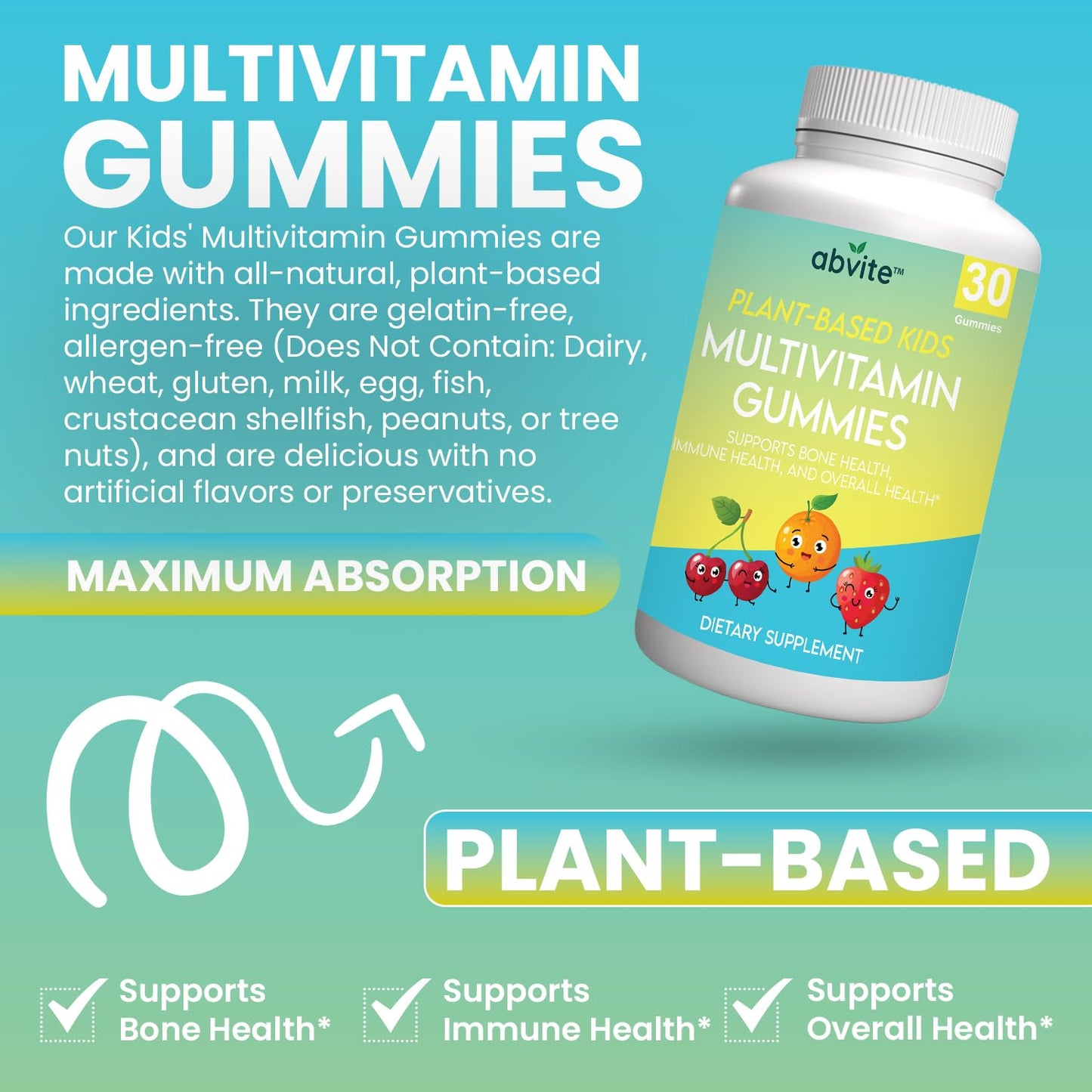 Abvite Kids Multivitamin Gummies, 30 Count
