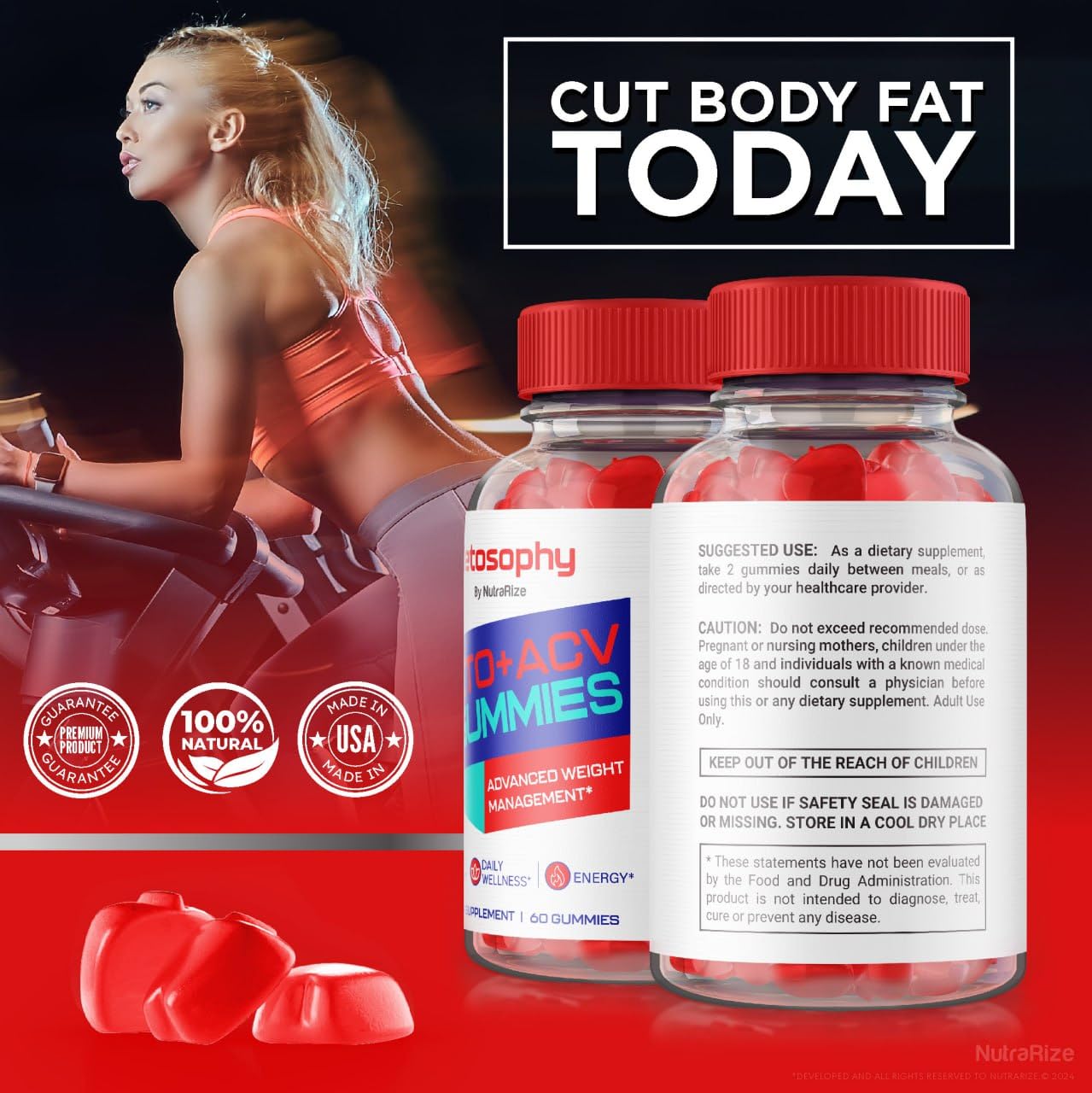 NutraRize Ketosophy Keto + ACV Gummies Gummy 120 Gummies