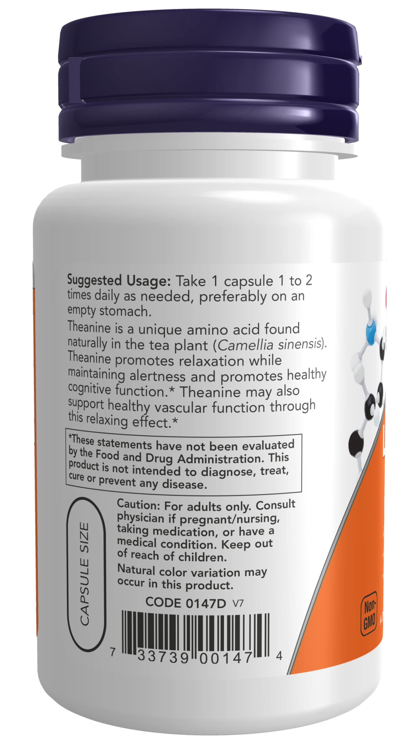 NOW Foods L-Theanine Stress Management 200 mg Capsules, 60 Count