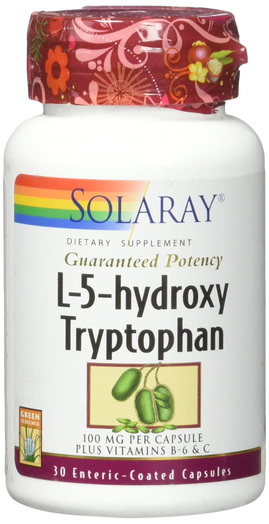 Solaray L-5-HTP + B6 & C 100 mg Capsules, 30 Count