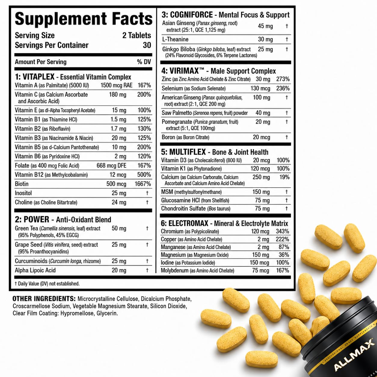 ALLMAX Vitaform Performance Vitamin for Men Tablets, 60 Tablets