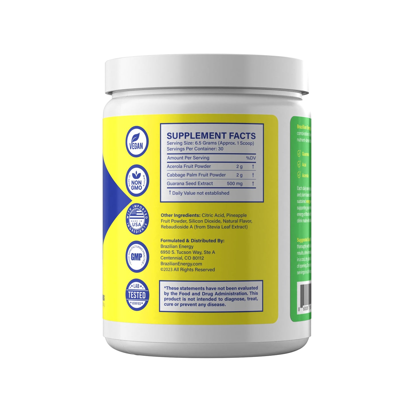 Brazilian Energy Guarana Energy Superfood with Acai and Acerola Powder 6.9