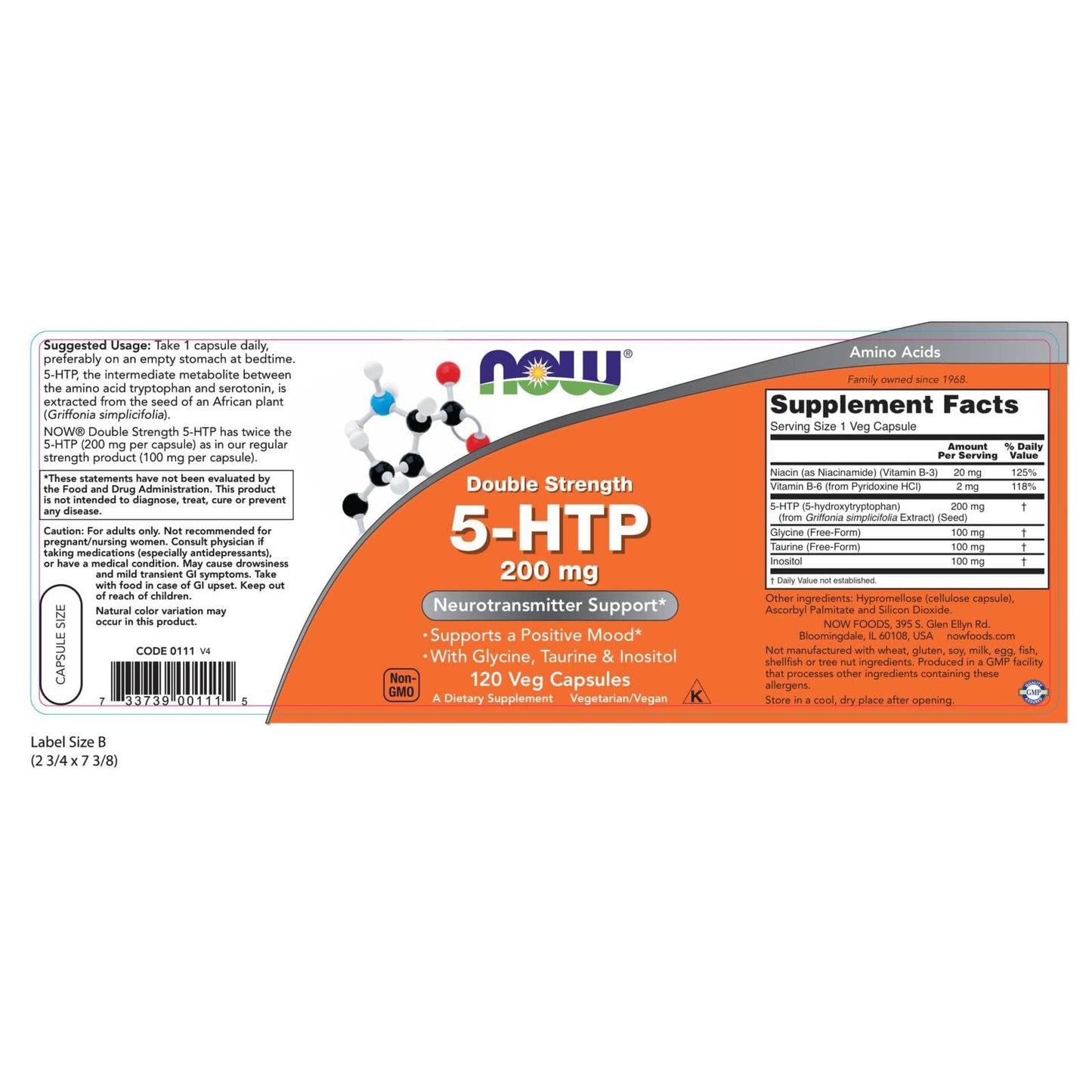 NOW Foods Double Strength 5-HTP 200 mg Capsule 720
