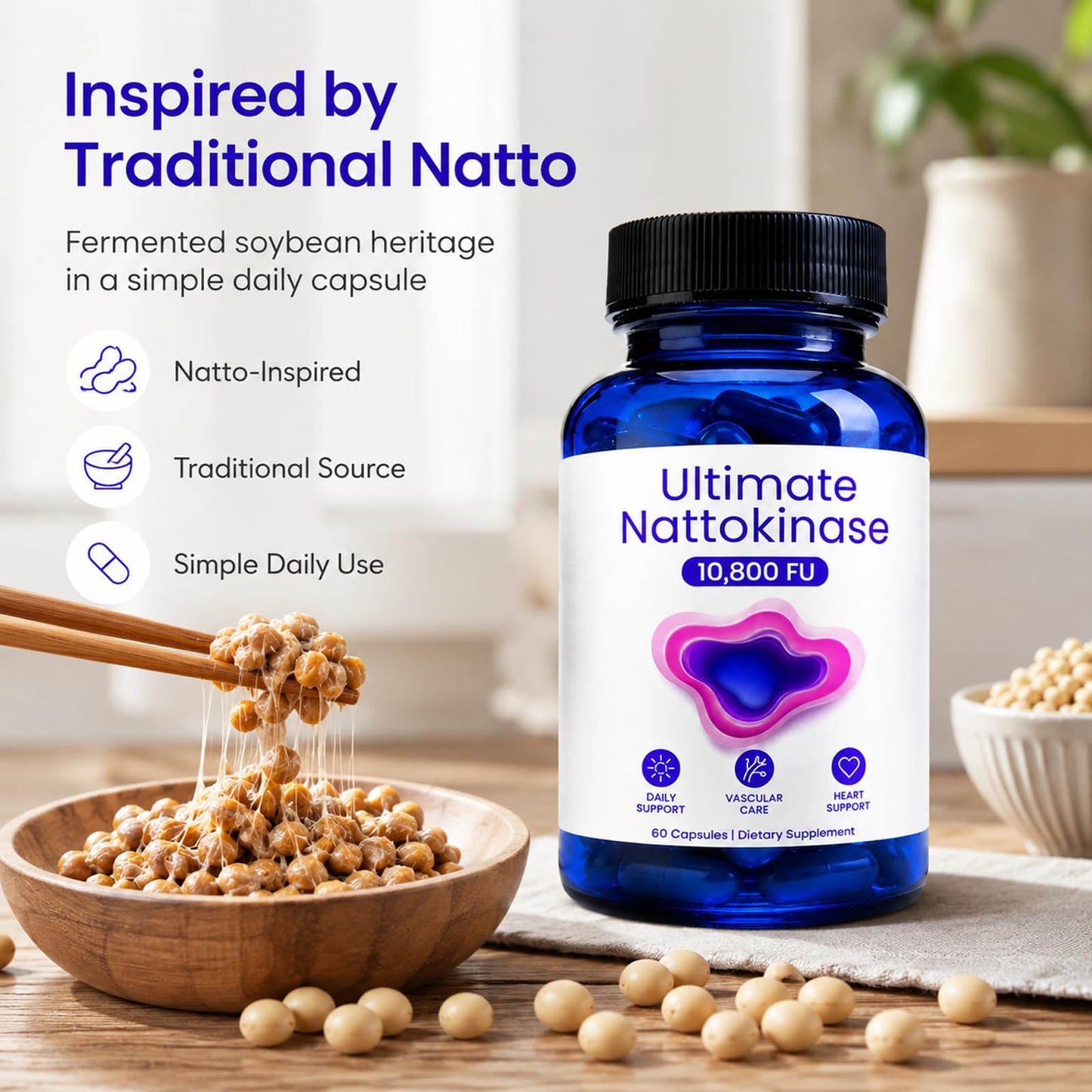 Purivio Ultimate Nattokinase Supplement Capsules, 60 Capsules