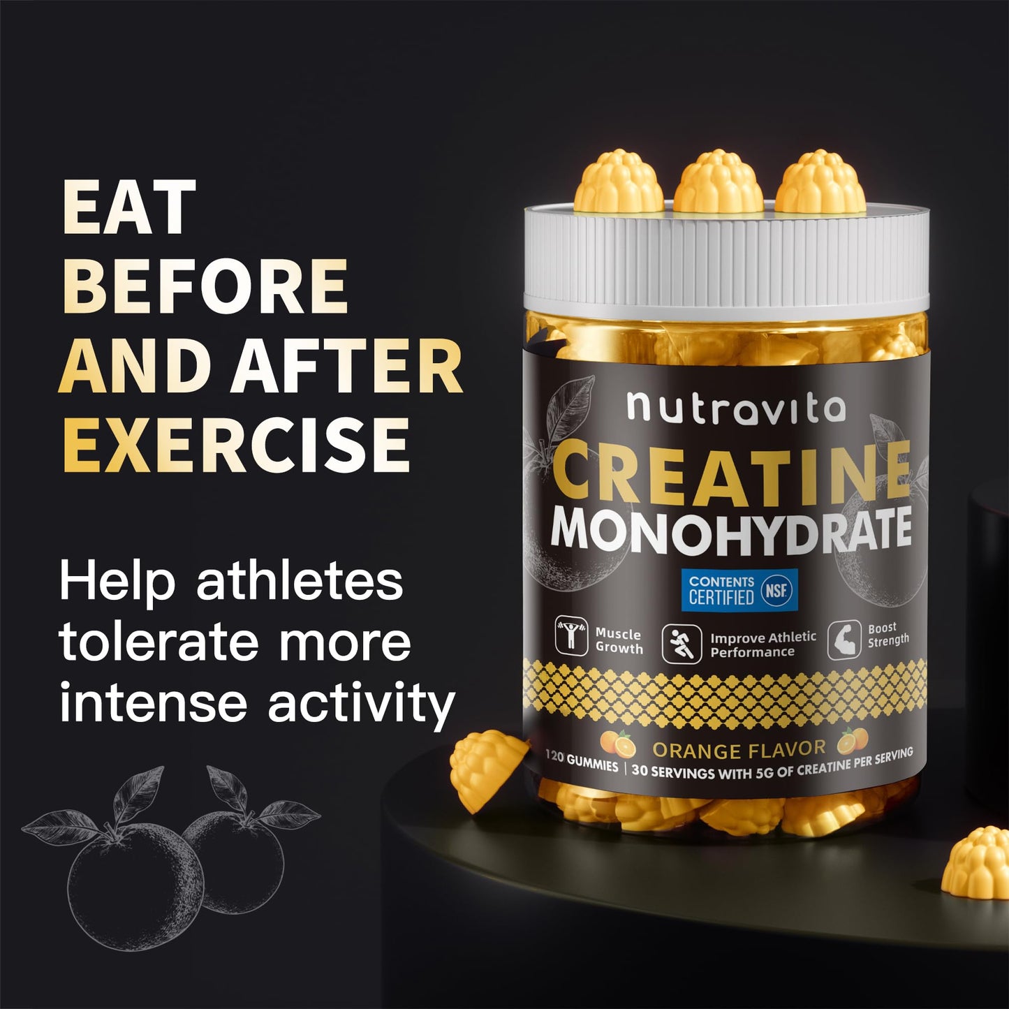Nutravita Creatine Monohydrate Gummies 120 Count