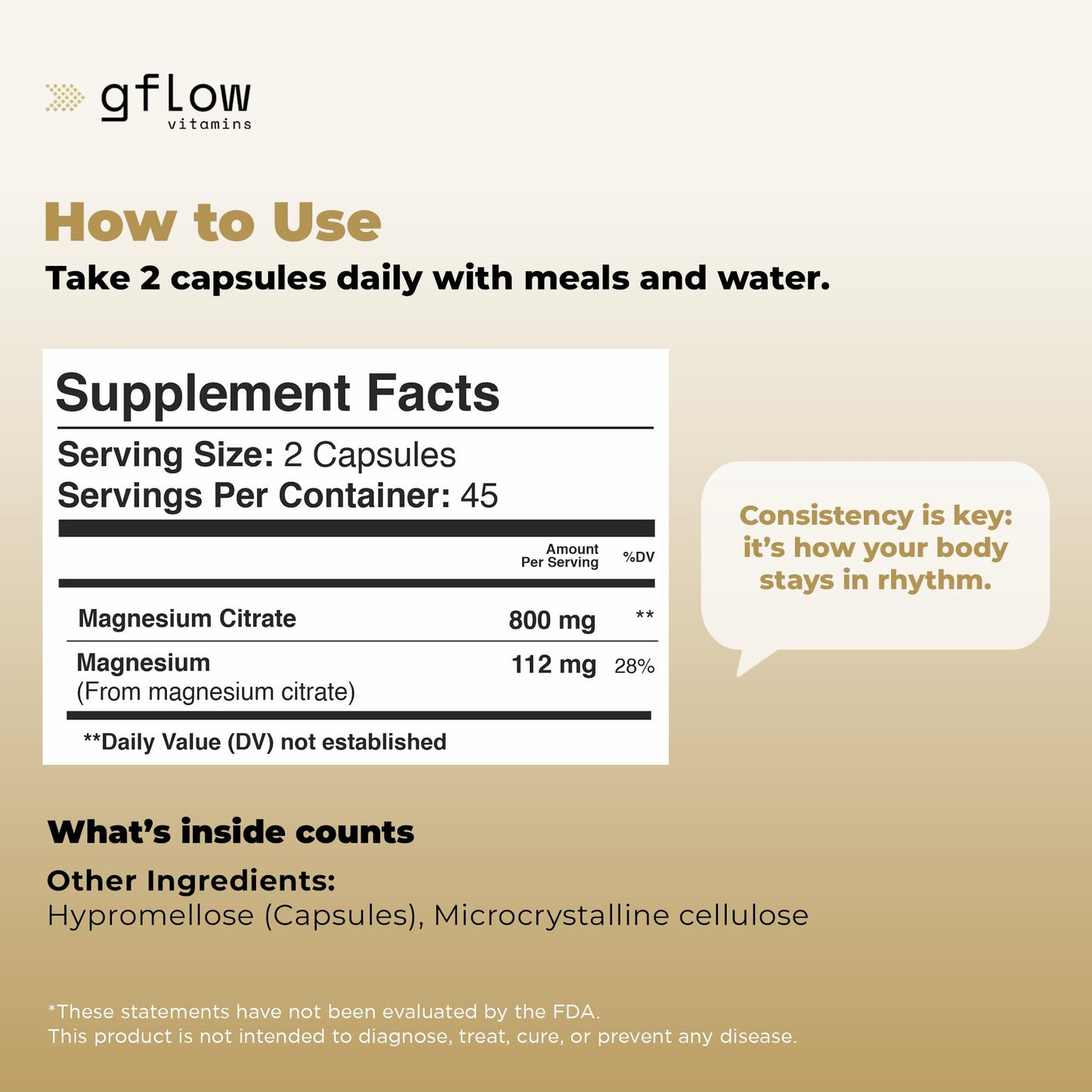 Gflow Vitamins Magnesium Citrate Supplement Capsule 90 Count