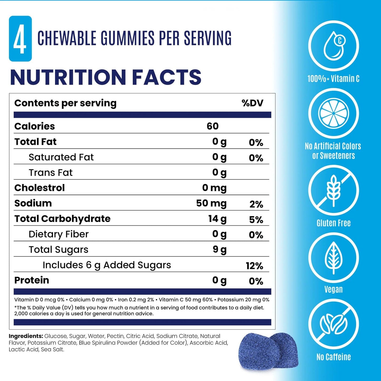 Bonk Breaker Energy Chews Sour Blue Razz Berry, 32 Count