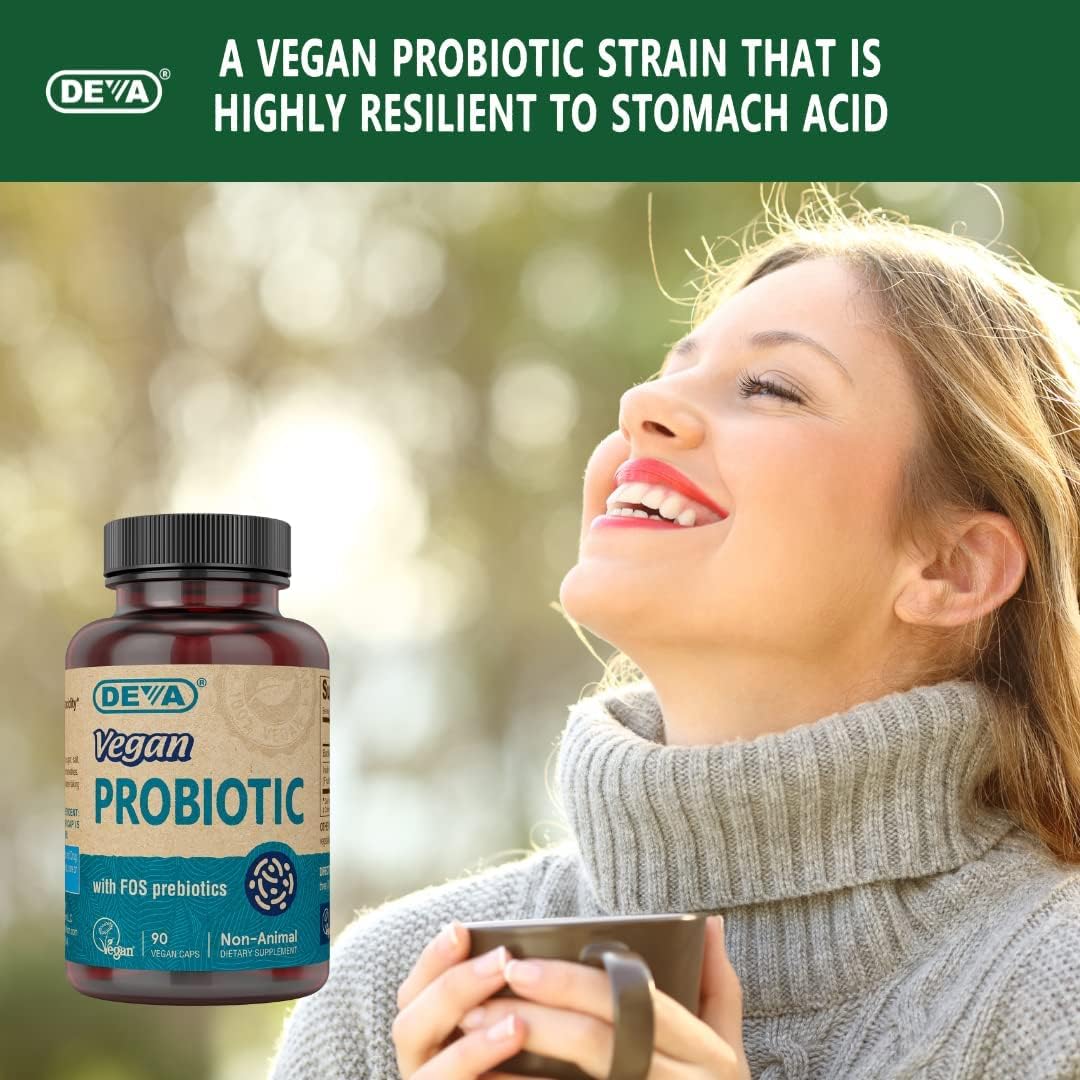 DEVA Vegan Probiotic with FOS Prebiotics 2 Billion CFU Capsule 90 Count