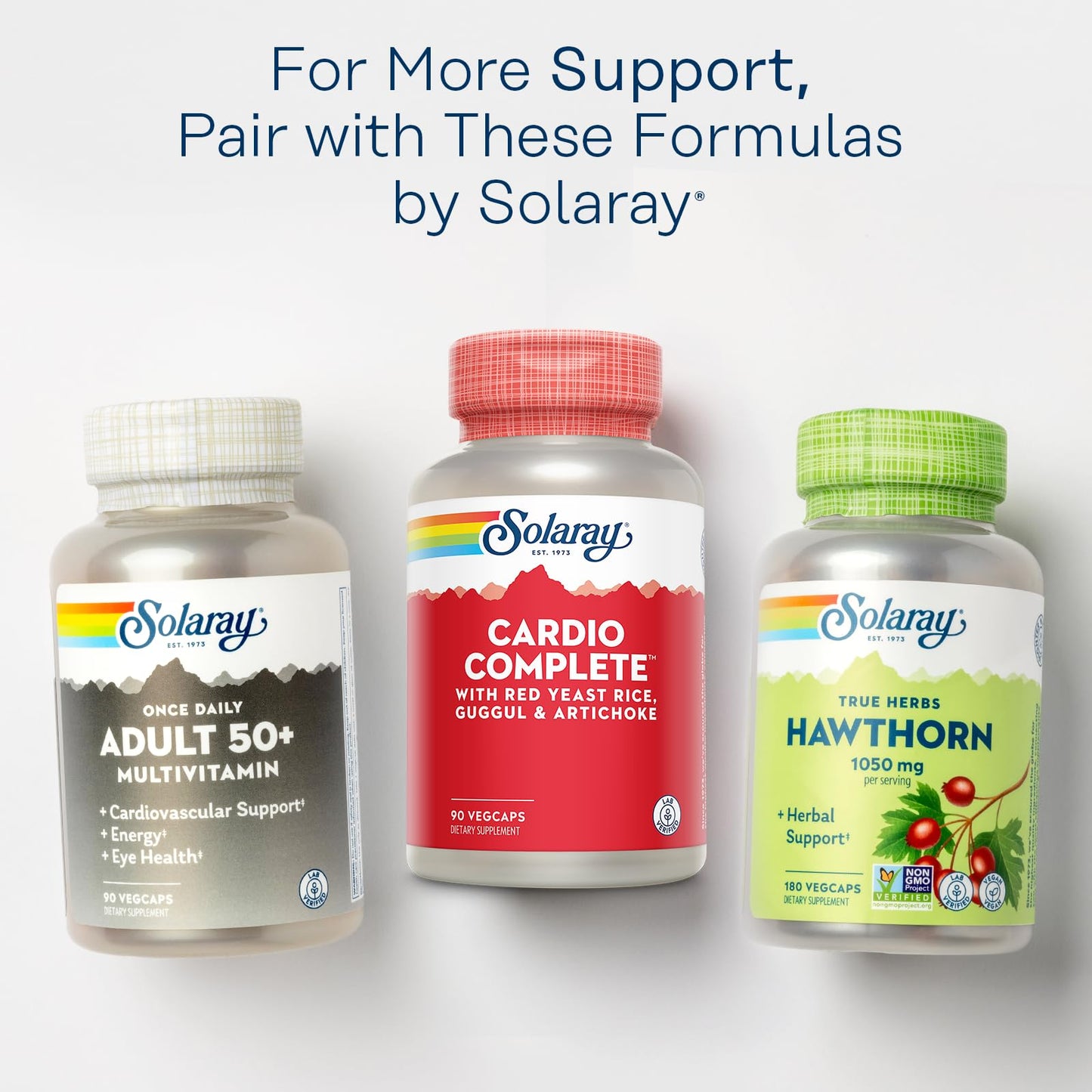 SOLARAY Cardio Complete with Red Yeast Rice, Guggul & Artichoke Extracts, Plus B Vitamins and More Capsules, 90 Count