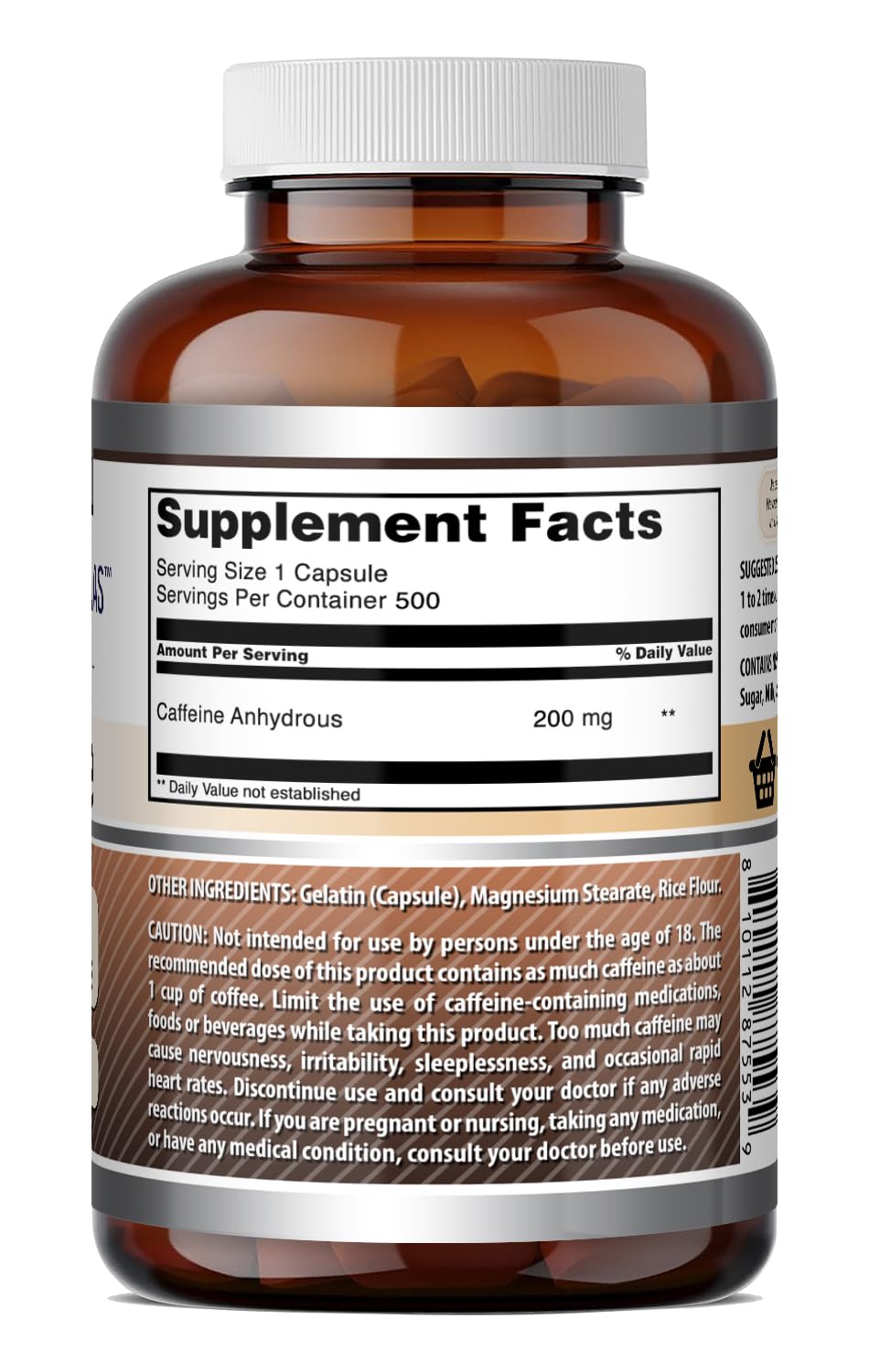 Amazing Nutrition Caffeine 200 Mg per Serving Capsules 500 Count