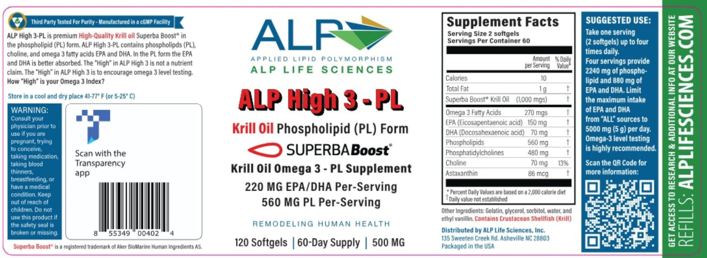 ALP High-3 Krill Oil Softgel, 120 Count