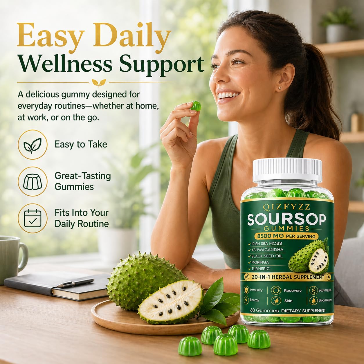 Aacnre Qizfyzz Soursop Gummies, Gummy, 1 Count