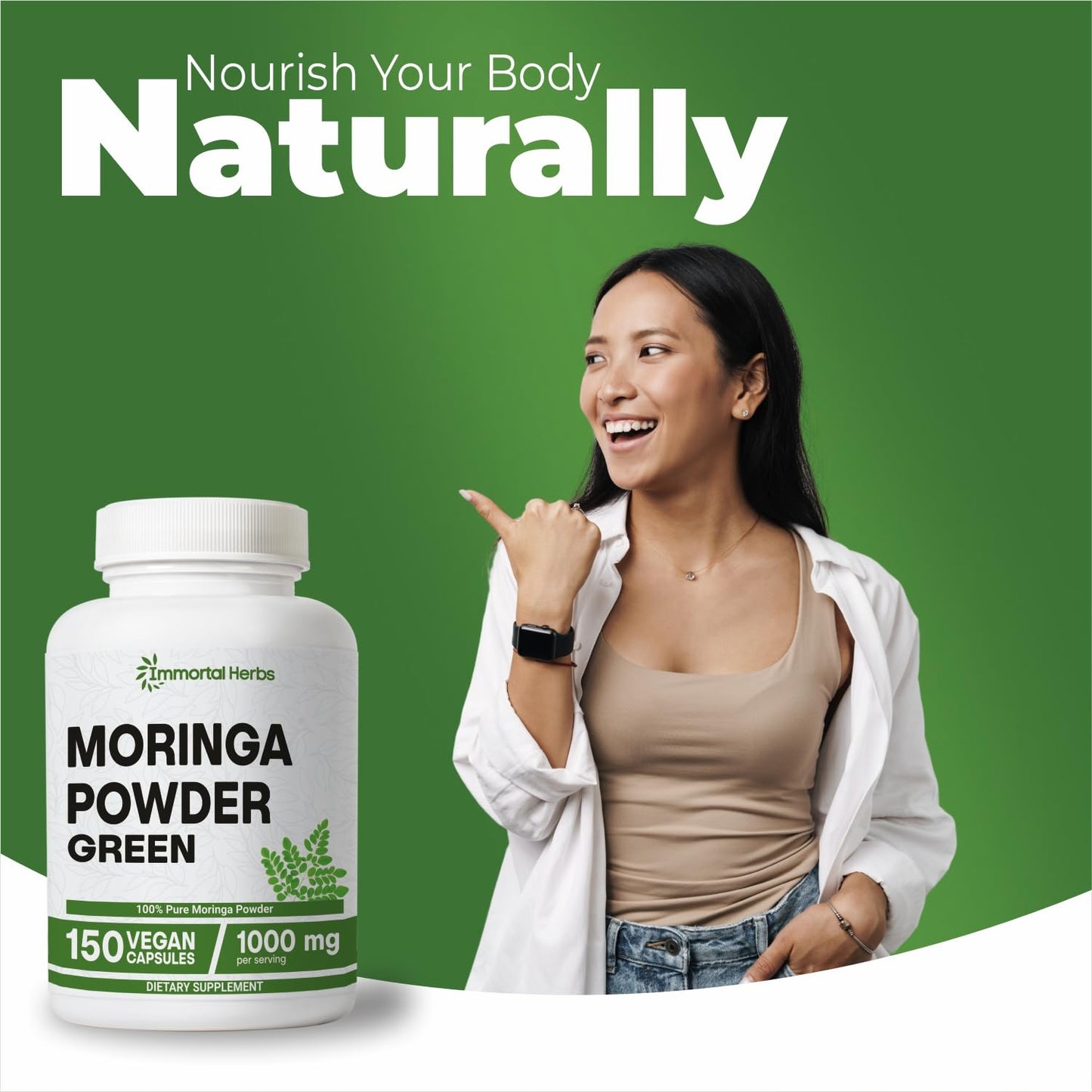 Immortal Herbs Moringa Capsules 150 Count