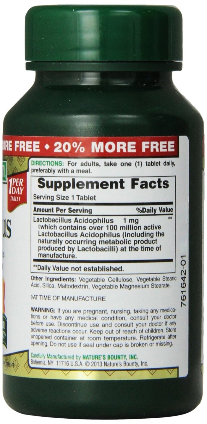 Nature's Bounty Probiotic Acidophilus Tablets, 600 Tablets