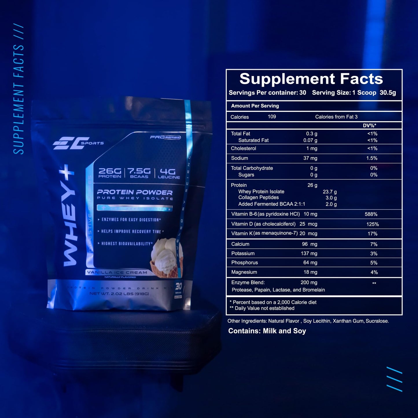 EC Sports Whey Protein Powder, 24.339 Servings