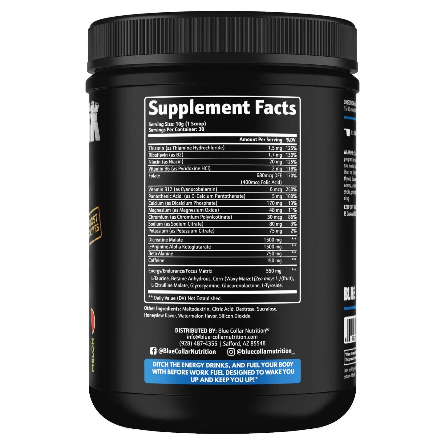 BLUE COLLAR NUTRITION Before Work Fuel Pre-Work Formula Powder 15 oz