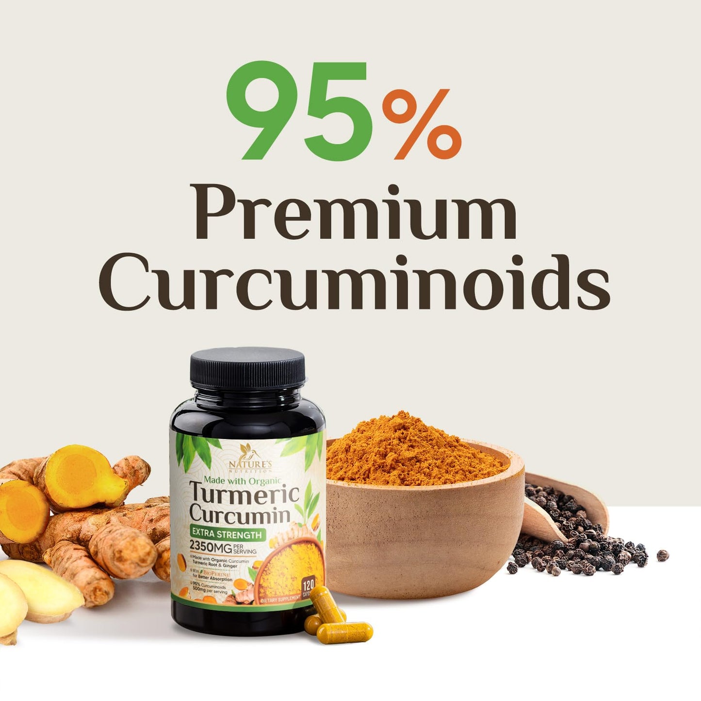 Nature's Nutrition Turmeric Curcumin Supplement 2350mg 120 Capsules