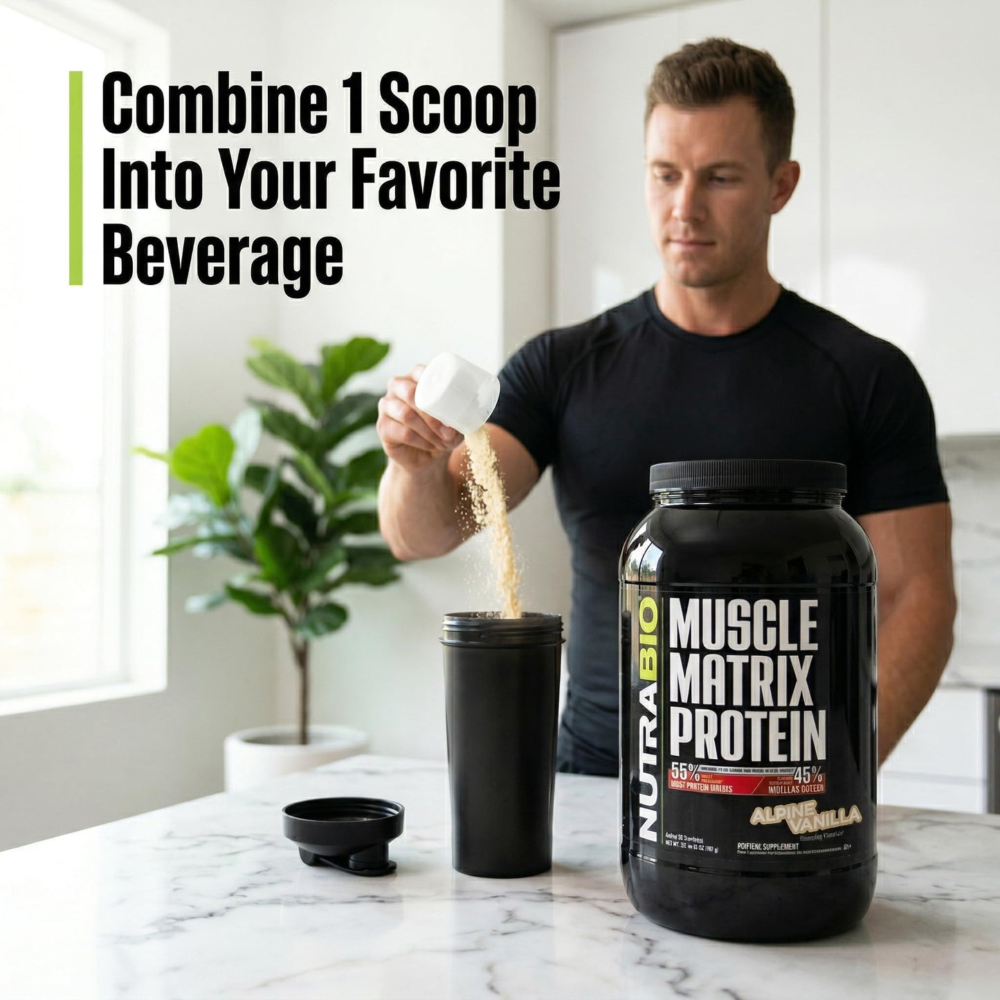 NutraBio Muscle Matrix Protein Powder Vanilla, 2 lb