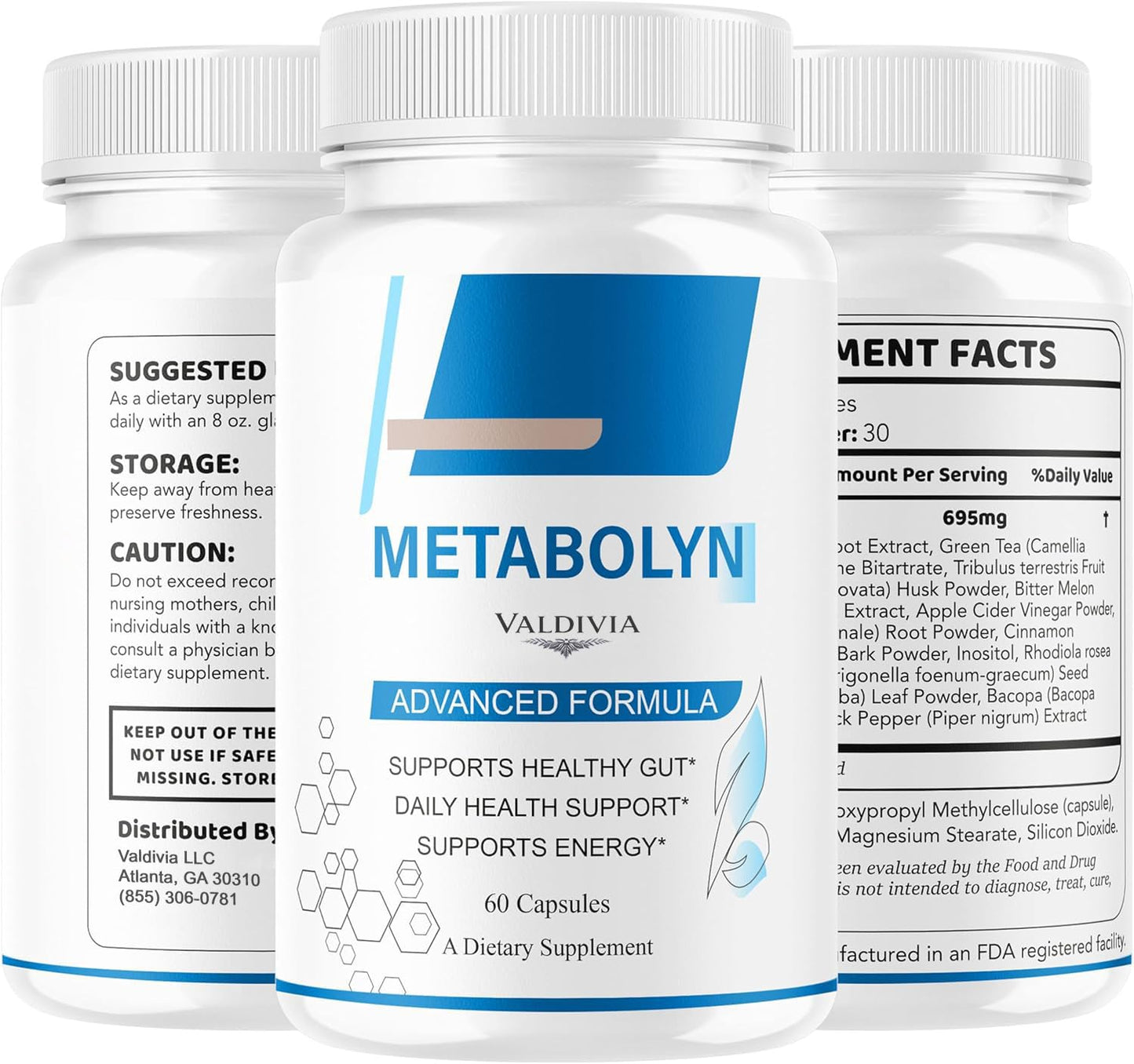 Valdivia Metabolyn Capsules - Original Metabolyn All Natural Advanced Formula Supplement Support Health - Maximum Strength, Daily Premium for Overall Health & Wellness, 60 Capsules