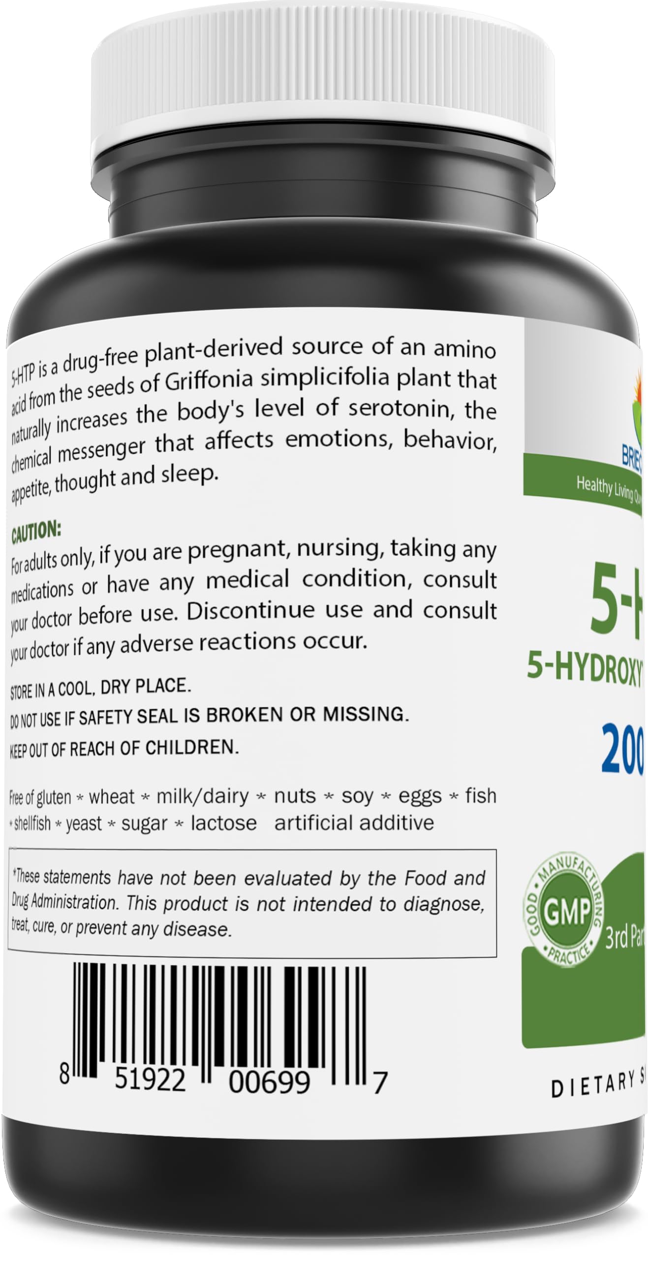 Brieofood 5-HTP 200mg per Serving Capsules 240
