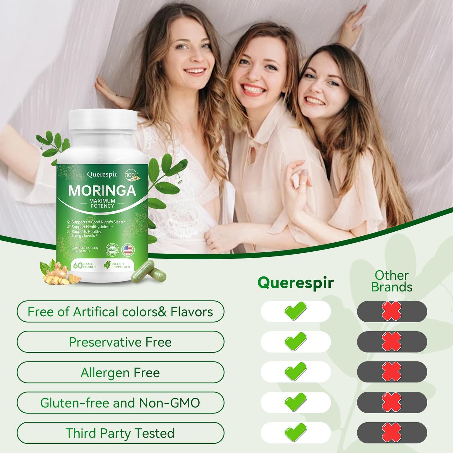 Querespir Moringa Capsules 800mg, 60 Capsules