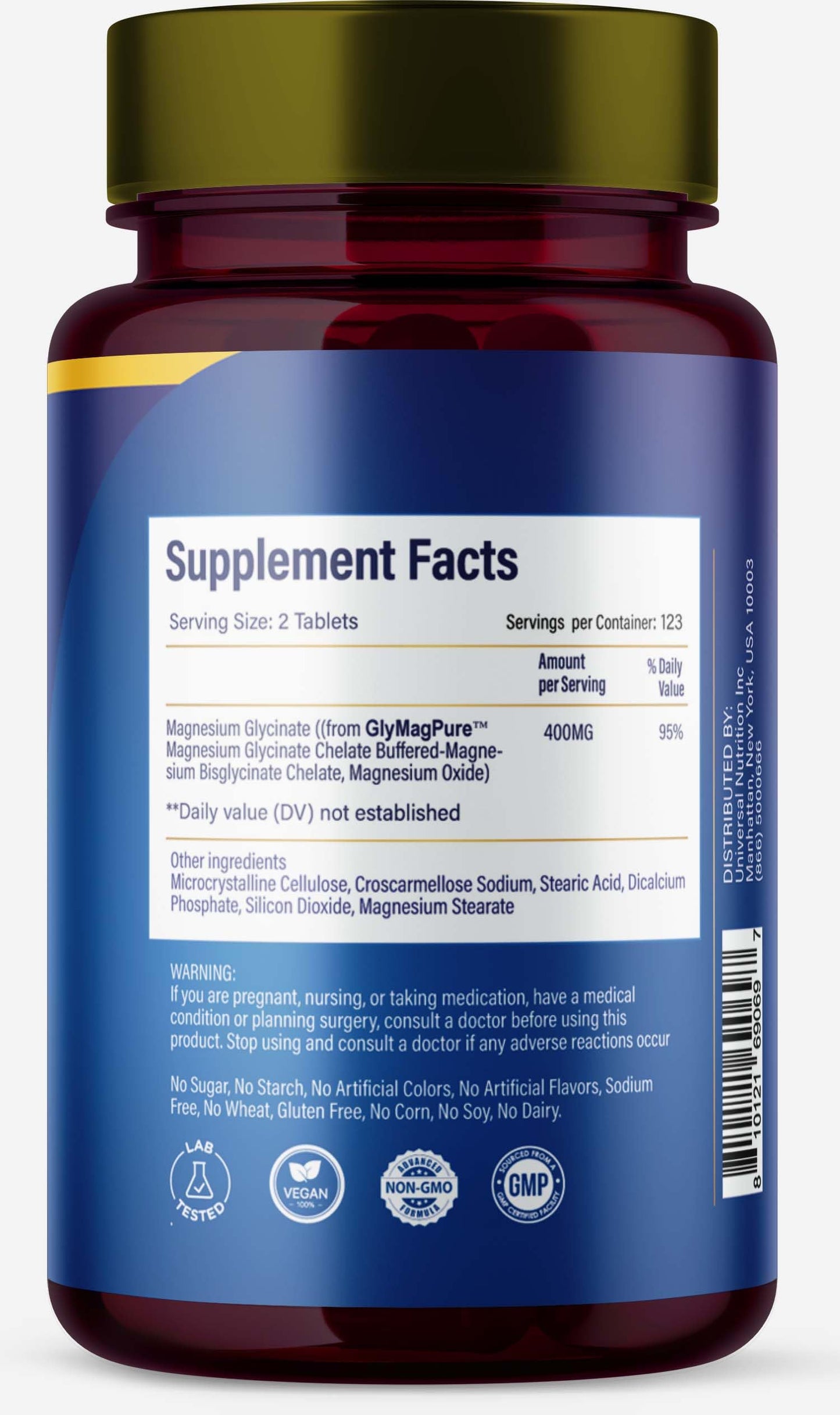 AJS Nutrition Magnesium Glycinate 400mg Tablets 246 Count