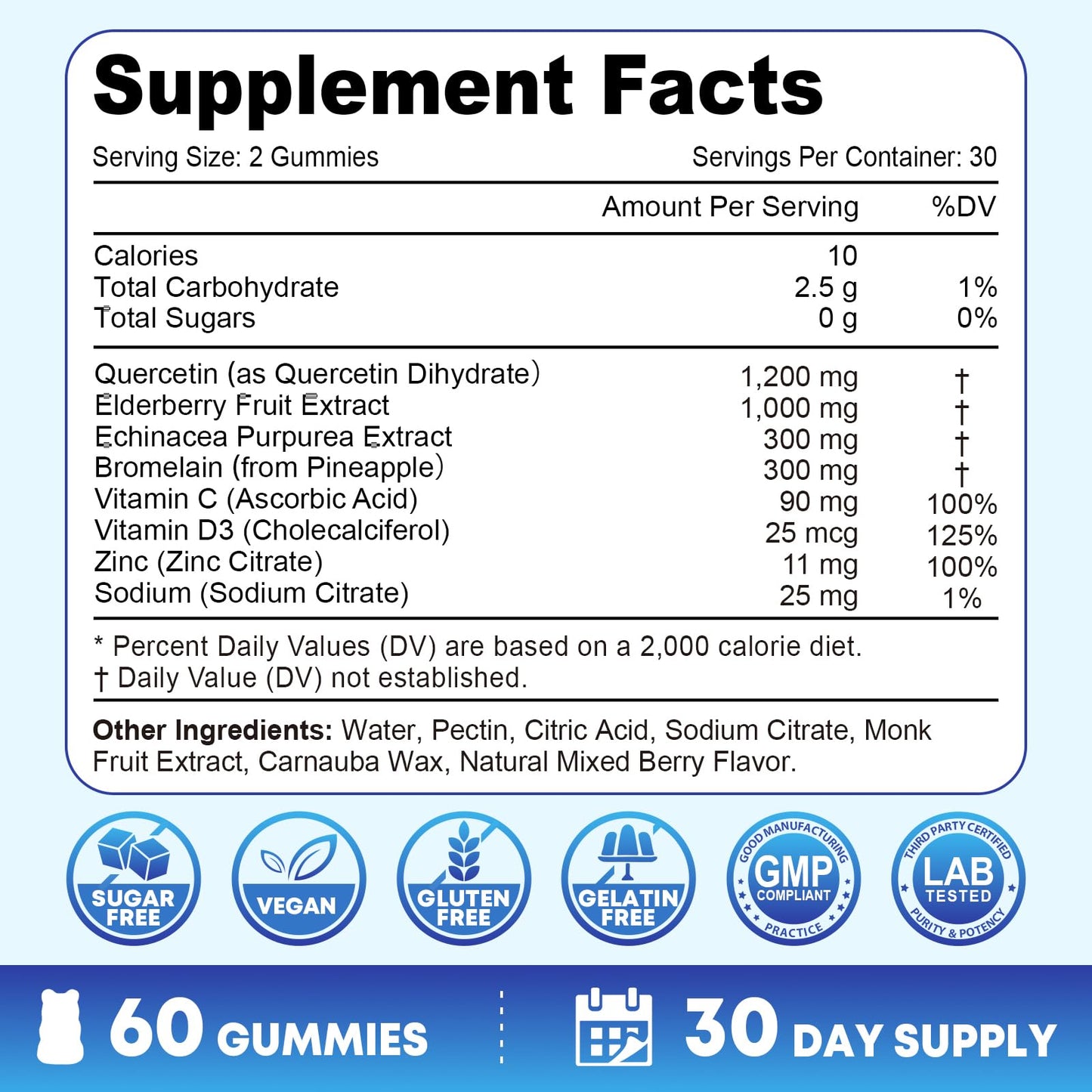 Vazatisi Quercetin with Bromelain, 60 Gummies