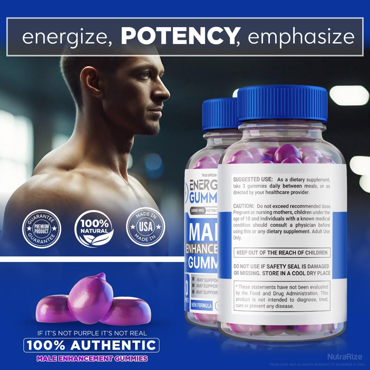 NutraRize Energize Gummies for Men Gummy, 180 Count
