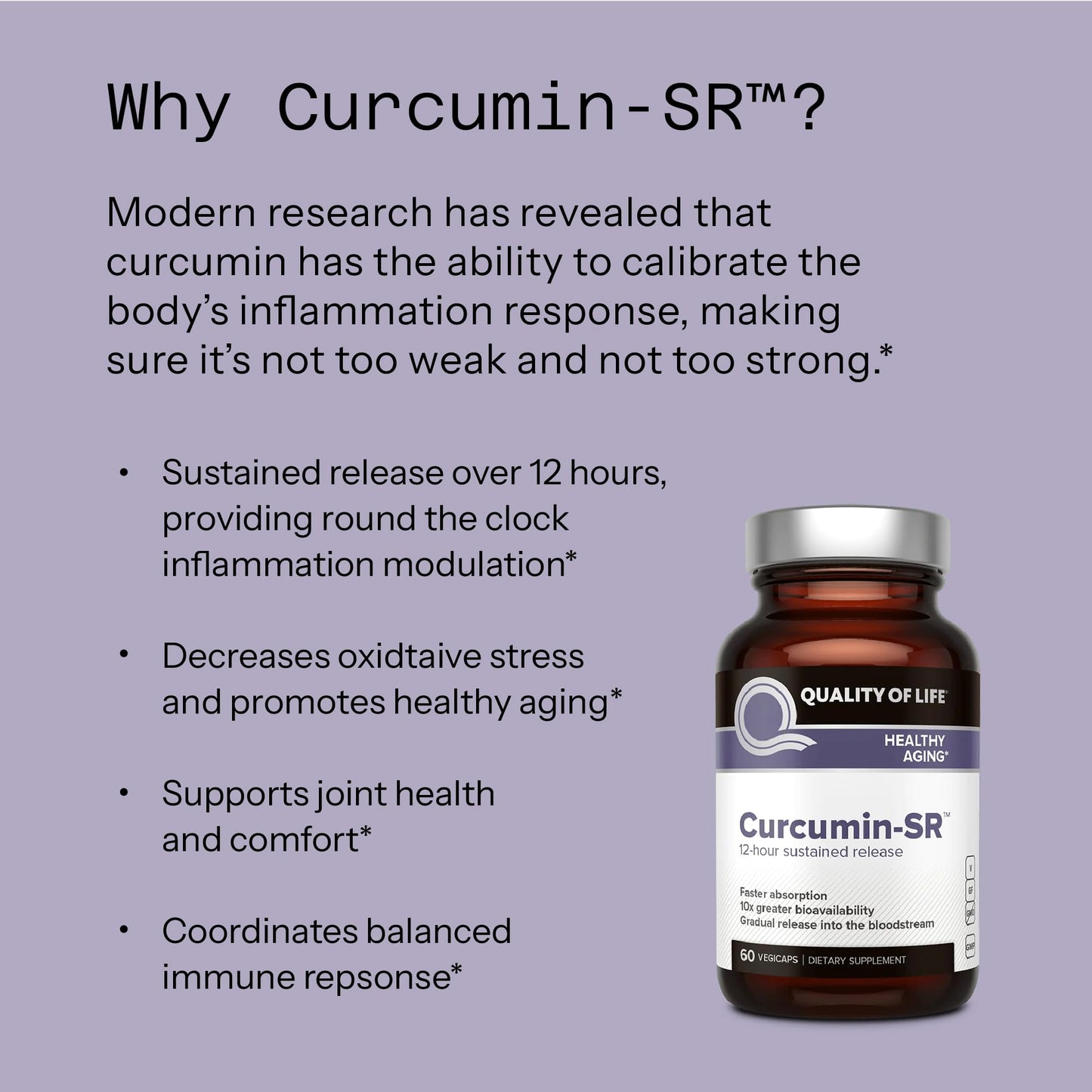 Quality of Life Curcumin-SR Healthy Aging, Inflammation Support 60 Capsules
