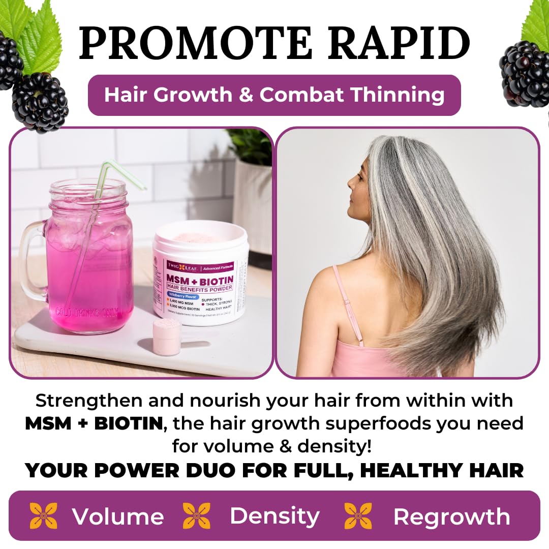 Twig & Leaf MSM + Biotin Hair Benefits Powder 8.5 oz