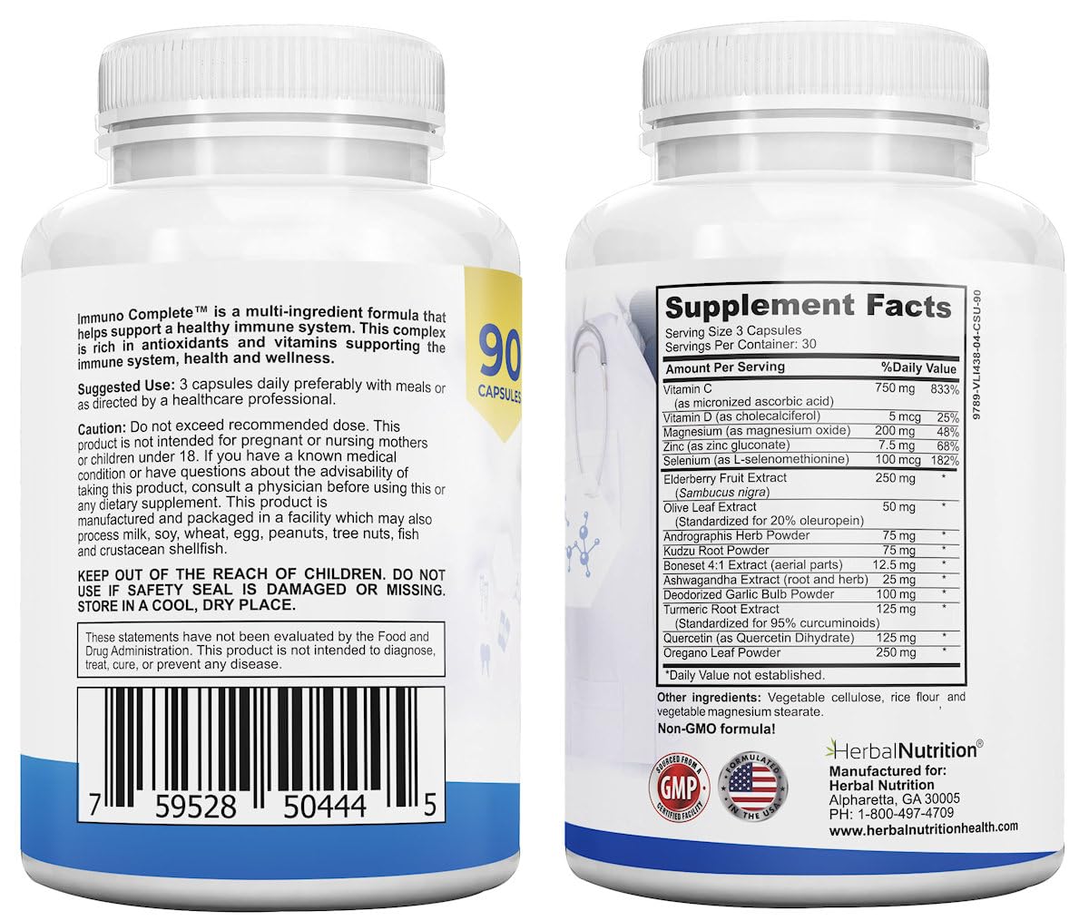 Herbal Nutrition Immuno Complete Immune Support Supplement, Capsule, 1 Count